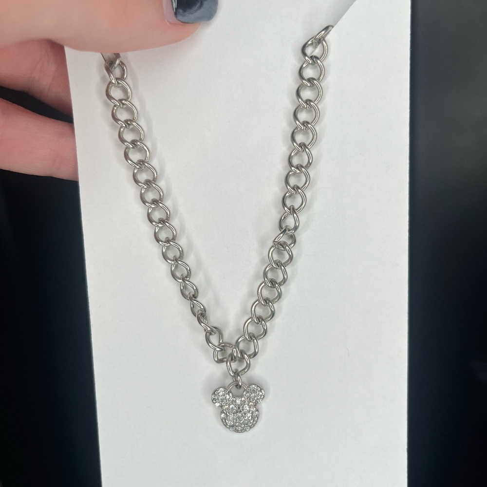 Silver Chain Mickey Necklace